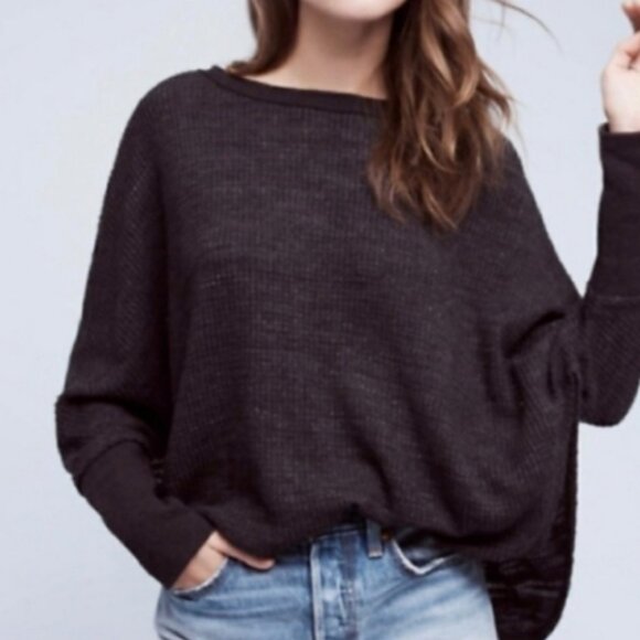 Anthropologie Women’s Waffle Knit Batwing Dolman Sleeve Pullover Top Size Small - Picture 1 of 5